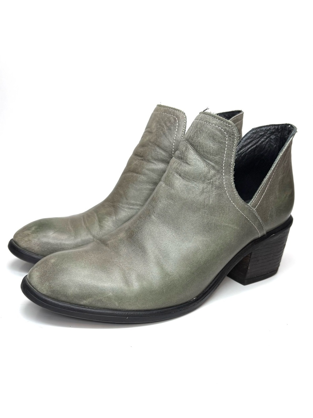 Bueno Grey/Olive Leather Ankle Boots | 37
